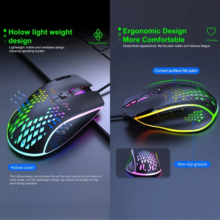 فأرة ألعاب iMICE T97 بإضاءة LED RGB، 7 أزرار، سلك USB، دقة 7200 DPI