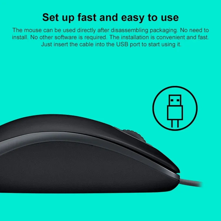 فأرة سلكية صامتة لوجيتك M110 بدقة 1000 DPI ومنفذ USB