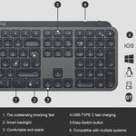 لوحة مفاتيح لوجيتك MX Keys لاسلكية بلوتوث صامتة