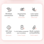 HXSJ M107 فأرة لاسلكية قابلة لإعادة الشحن بوضعين 2.4GHz + بلوتوث 5.1 بعدد 4 أزرار ودقة 1600 DPI، نسخة البطارية