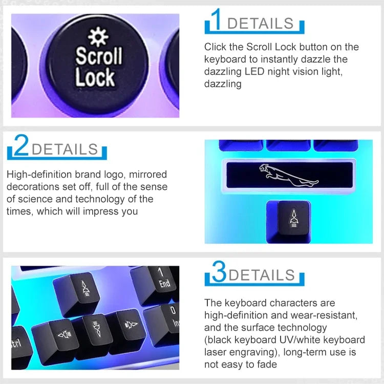 مجموعة لوحة مفاتيح وفأرة سلكية مضيئة ZGB G21، G21 (أسود)