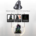 فأرة بصرية سلكية DELUX M618 Plus RGB مريحة عمودية بدقة 4000 DPI، سلكية