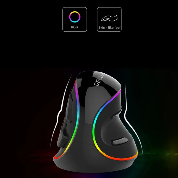 فأرة بصرية سلكية DELUX M618 Plus RGB مريحة عمودية بدقة 4000 DPI، سلكية