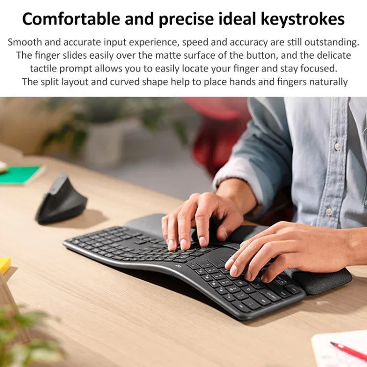 لوحة مفاتيح لاسلكية بلوتوث Logitech ERGO K860 2.4G بنمط مزدوج مريح ومقسّم