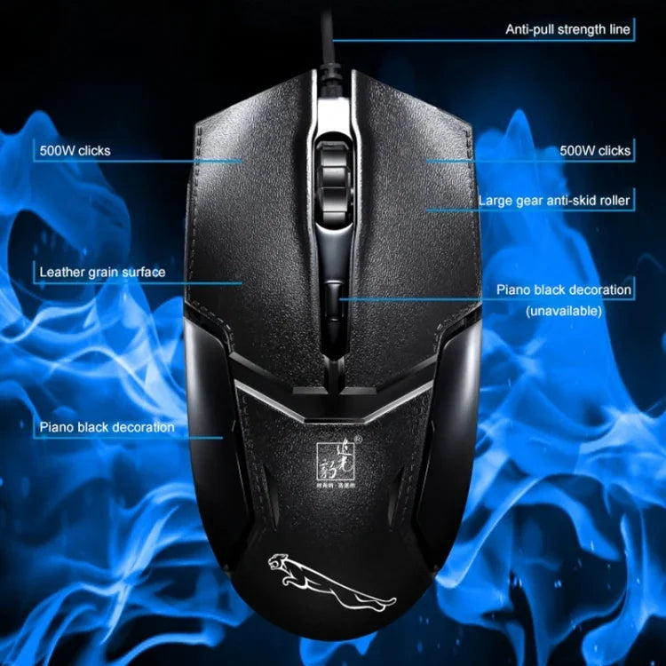 فأرة ألعاب بصرية سلكية USB Chasing Leopard 179 بدقة 1600 DPI مع إضاءة قابلة للتعديل بثلاث سرعات، الطول: 1.3 م، 179