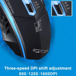 فأرة ألعاب بصرية سلكية USB Chasing Leopard 199 بدقة 1600 DPI مع إضاءة خلفية LED قابلة للتعديل بثلاث سرعات، الطول: 1.3 م، 199 أسود، 199