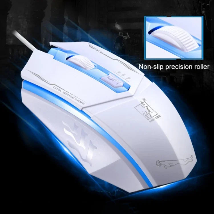 فأرة ألعاب بصرية سلكية USB Chasing Leopard 199 بدقة 1600 DPI مع إضاءة خلفية LED قابلة للتعديل بثلاث سرعات، الطول: 1.3 م، 199 أسود، 199
