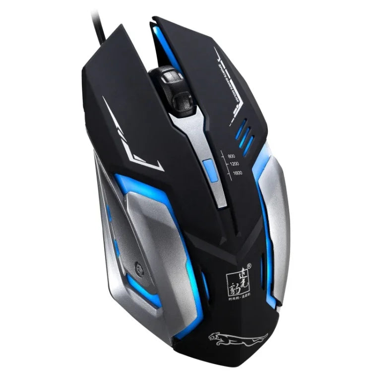 فأرة ألعاب بصرية سلكية USB صامتة Chasing Leopard K1 بدقة 1600 DPI مع إضاءة خلفية LED قابلة للتعديل بثلاث سرعات، الطول: 1.3 م