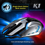 فأرة ألعاب بصرية سلكية USB صامتة Chasing Leopard K1 بدقة 1600 DPI مع إضاءة خلفية LED قابلة للتعديل بثلاث سرعات، الطول: 1.3 م