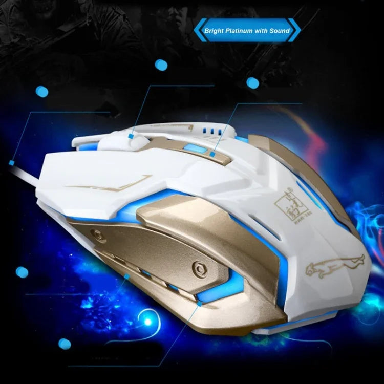 فأرة ألعاب بصرية سلكية USB صامتة Chasing Leopard K1 بدقة 1600 DPI مع إضاءة خلفية LED قابلة للتعديل بثلاث سرعات، الطول: 1.3 م