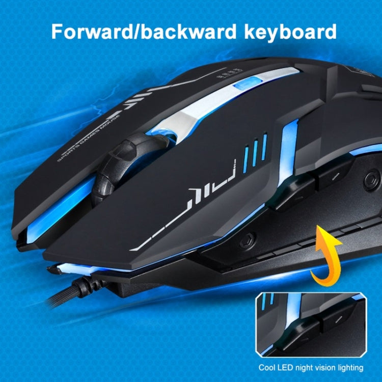 فأرة ألعاب بصرية سلكية USB Chasing Leopard V17 بدقة 2400 DPI مع نمط خطي قابل للتعديل بأربع سرعات وإضاءة LED تنفسية، الطول: 1.45 م، V17، V17 أسود نفاث