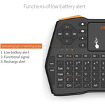 لوحة مفاتيح لاسلكية VIBOTON i8 Plus محدثة 2.4 جيجاهرتز QWERTY صغيرة مع لوحة لمس لصندوق التلفاز، Mi Box، الكمبيوتر، التابلت، اللابتوب وجهاز العرض (أسود)، لوحة مفاتيح لاسلكية