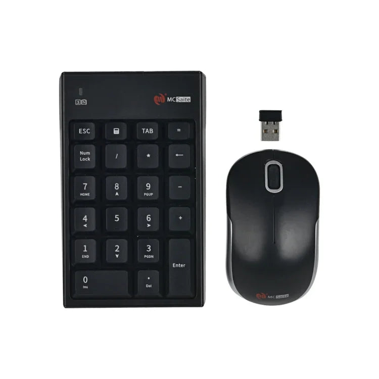 مجموعة فأرة لاسلكية 2.4 جيجاهرتز + لوحة مفاتيح رقمية بعدد 22 مفتاح MC Saite MC-61CB مع مستقبل USB لأجهزة الكمبيوتر واللابتوب