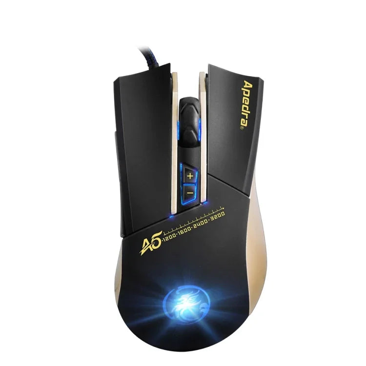 ماوس ألعاب عالي الدقة Apedra iMICE A5 مع إضاءة LED بأربعة ألوان قابلة للتحكم، USB، 7 أزرار، 3200 DPI، ماوس بصري سلكي للألعاب للكمبيوتر واللابتوب، iMICE A5