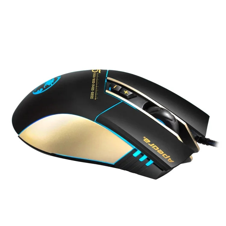 ماوس ألعاب عالي الدقة Apedra iMICE A5 مع إضاءة LED بأربعة ألوان قابلة للتحكم، USB، 7 أزرار، 3200 DPI، ماوس بصري سلكي للألعاب للكمبيوتر واللابتوب، iMICE A5