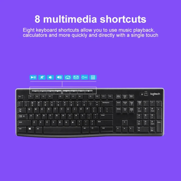 مجموعة لوحة مفاتيح وماوس لاسلكية Logitech MK270 بتردد 2.4 جيجاهرتز