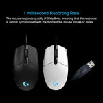 ماوس ألعاب بصري سلكي Logitech G102 مع 6 أزرار، إضاءة RGB، دقة 6000 DPI، قابل للتعديل بخمس سرعات، طول السلك: 2 متر، G102، G102 (أبيض)