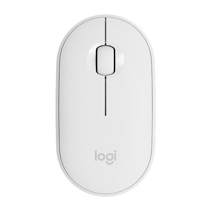 ماوس بصري لاسلكي بلوتوث Logitech Pebble بشكل حصى رقيق مع 3 أزرار ودقة 1000 DPI وصامت، مدى لاسلكي: 10 متر