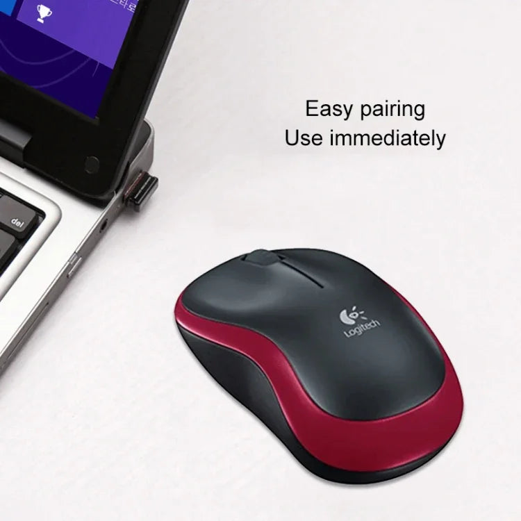 ماوس بصري لاسلكي Logitech M185 بتردد 2.4 جيجاهرتز مع 3 أزرار ودقة 1000 DPI، مدى لاسلكي: 10 متر