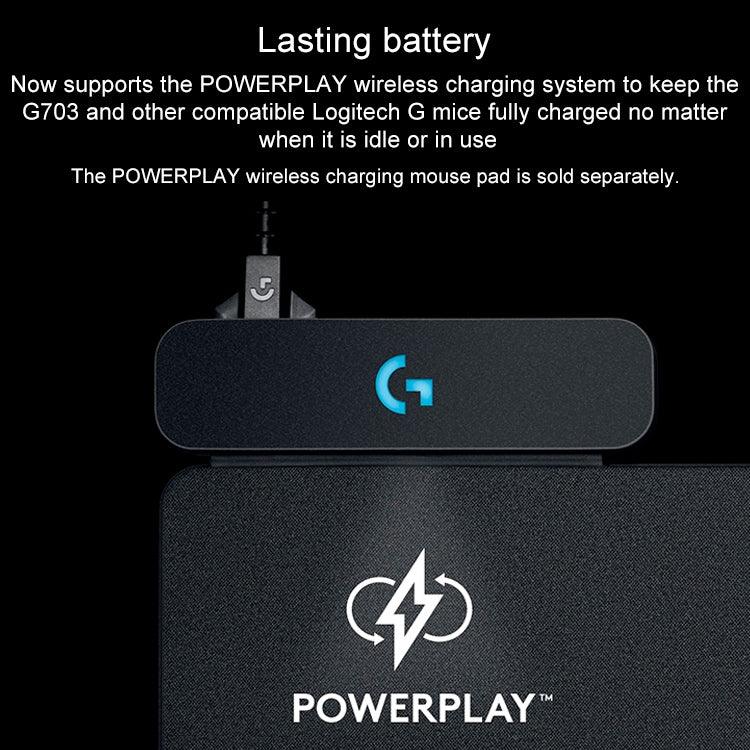 ماوس ألعاب بصري لاسلكي من لوجيتك G703 LIGHTSPEED بدقة 16000 DPI مع 6 أزرار قابلة للبرمجة ومستشعر HERO 16K وإضاءة خلفية RGB