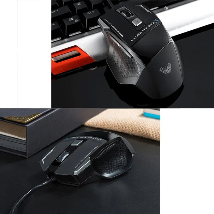 ماوس ألعاب سلكي USB بصري تنافسي ملون من سلسلة AULA SoulKiller II، دقة قصوى 3500 DPI، SoulKiller II(B)