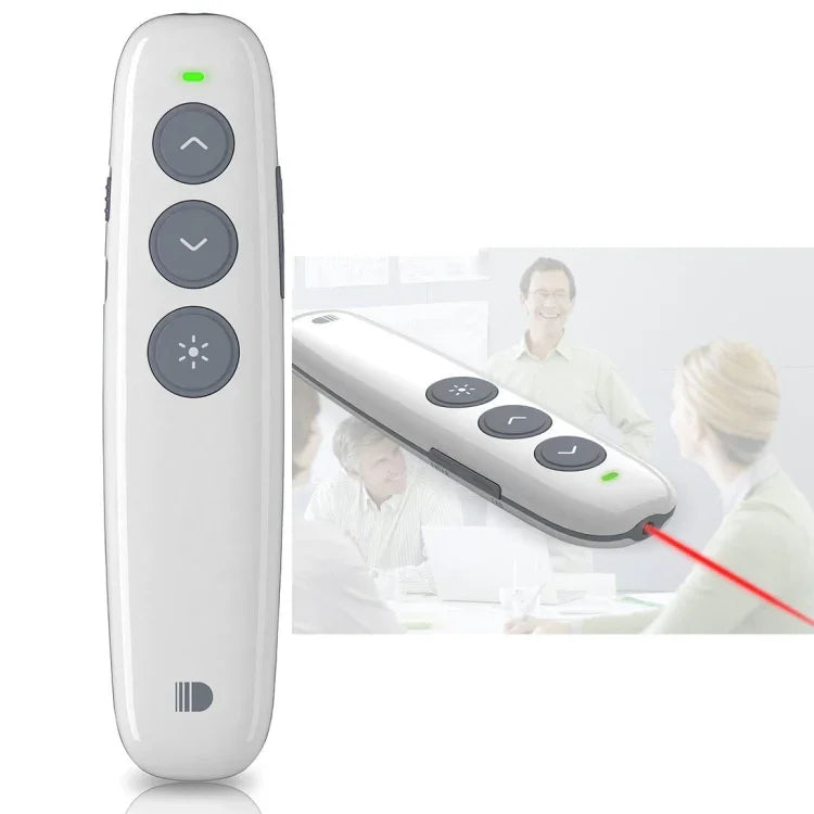 Doosl DSIT007 قلم تحكم عن بعد لاسلكي قابل لإعادة الشحن بتردد 2.4 جيجاهرتز لعرض باوربوينت، مسافة التحكم: 10م (أبيض)، DSIT007