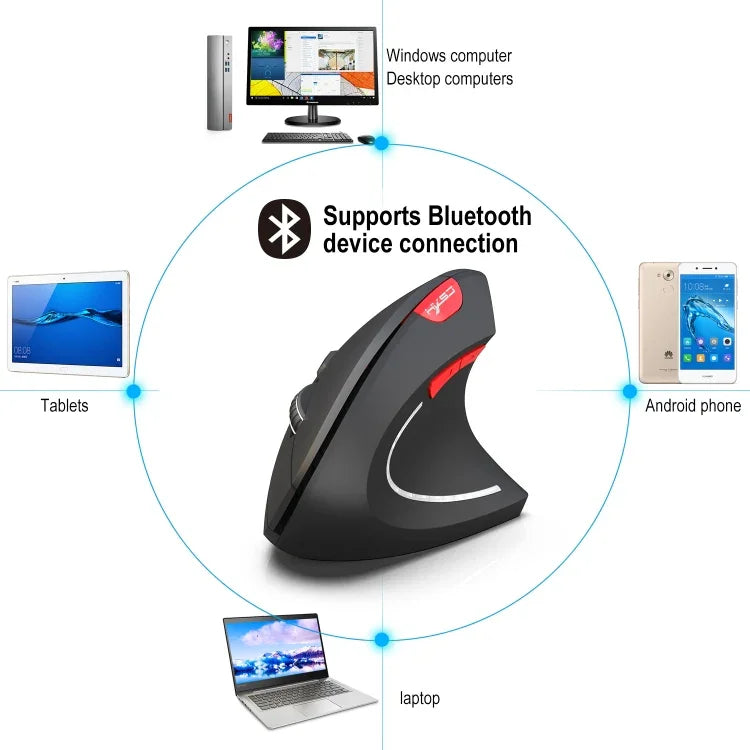 فأرة رأسية بصرية لاسلكية HXSJ T29 بلوتوث 3.0 بستة أزرار، دقة 2400 DPI، تصميم مريح قابل للتعديل، اللون رمادي