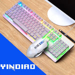 مجموعة لوحة مفاتيح ميكانيكية بإضاءة خلفية RGB مع ماوس بصري صامت من YINDIAO K002، إضاءة خلفية RGB / صامت / أسود، إضاءة خلفية RGB / أبيض