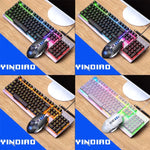 مجموعة لوحة مفاتيح ميكانيكية بإضاءة خلفية RGB مع ماوس بصري صامت من YINDIAO K002، إضاءة خلفية RGB / صامت / أسود، إضاءة خلفية RGB / أبيض