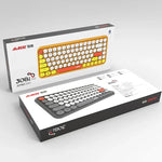 لوحة مفاتيح لاسلكية Ajazz 308I للأجهزة اللوحية والهواتف المحمولة وأجهزة الكمبيوتر والمكاتب المنزلية، أسود