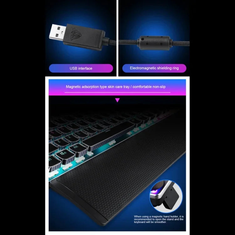 لوحة مفاتيح ألعاب ميكانيكية سلكية USB AULA F2088 بعدد 108 مفاتيح بإضاءة مختلطة ومفتاح أزرق مع زر معدني، مفتاح أزرق أسود