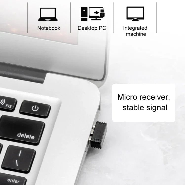 فأرة ألعاب لاسلكية صامتة ET X-08 بعدد 7 مفاتيح بدقة 2400 DPI و2.4G مع مستقبل USB وإضاءة خلفية ملونة