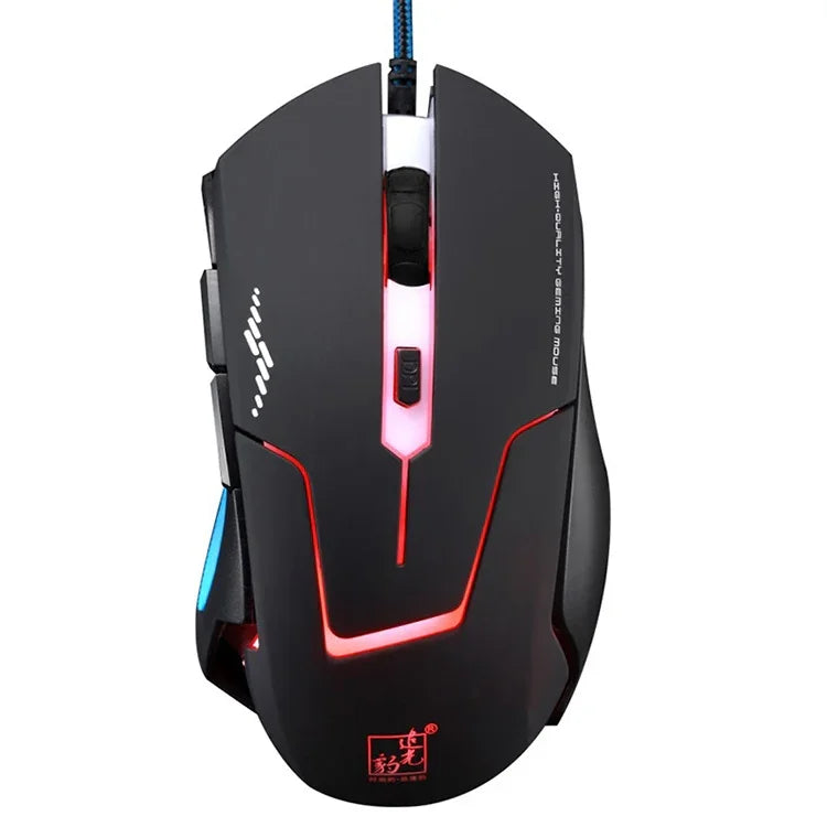فأرة ألعاب بصرية سلكية USB من Chasing Leopard T7 بعدد 6 مفاتيح بدقة 2400 DPI وقابلة للتعديل بثلاث سرعات مع إضاءة خلفية ووزن موازن مدمج، الطول: 1.8 م، T7