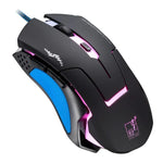 فأرة ألعاب بصرية سلكية USB من Chasing Leopard T7 بعدد 6 مفاتيح بدقة 2400 DPI وقابلة للتعديل بثلاث سرعات مع إضاءة خلفية ووزن موازن مدمج، الطول: 1.8 م، T7