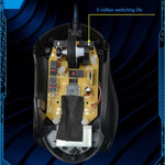 فأرة ألعاب بصرية سلكية USB من Chasing Leopard T7 بعدد 6 مفاتيح بدقة 2400 DPI وقابلة للتعديل بثلاث سرعات مع إضاءة خلفية ووزن موازن مدمج، الطول: 1.8 م، T7