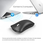 فأرة بصرية مريحة قابلة للتعديل بثلاثة أوضاع HXSJ T23 لاسلكية بتقنية Bluetooth 5.0 + Bluetooth 3.0 + 2.4GHz بعدد 4 مفاتيح ودقة 1600 DPI، T23 أسود