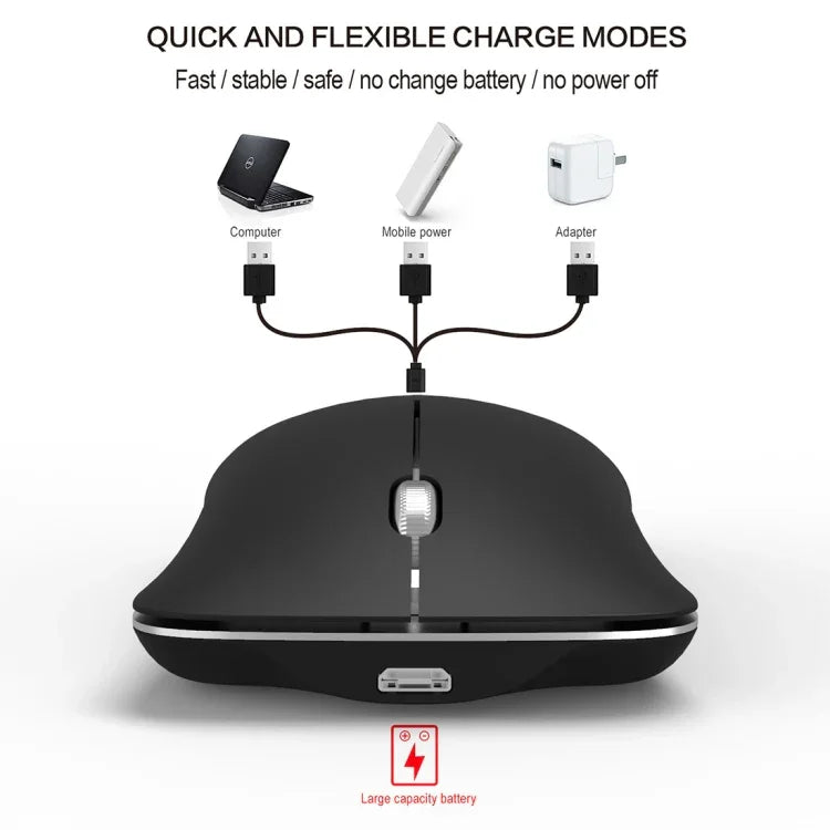 فأرة بصرية مريحة قابلة للتعديل بثلاثة أوضاع HXSJ T23 لاسلكية بتقنية Bluetooth 5.0 + Bluetooth 3.0 + 2.4GHz بعدد 4 مفاتيح ودقة 1600 DPI، T23 أسود