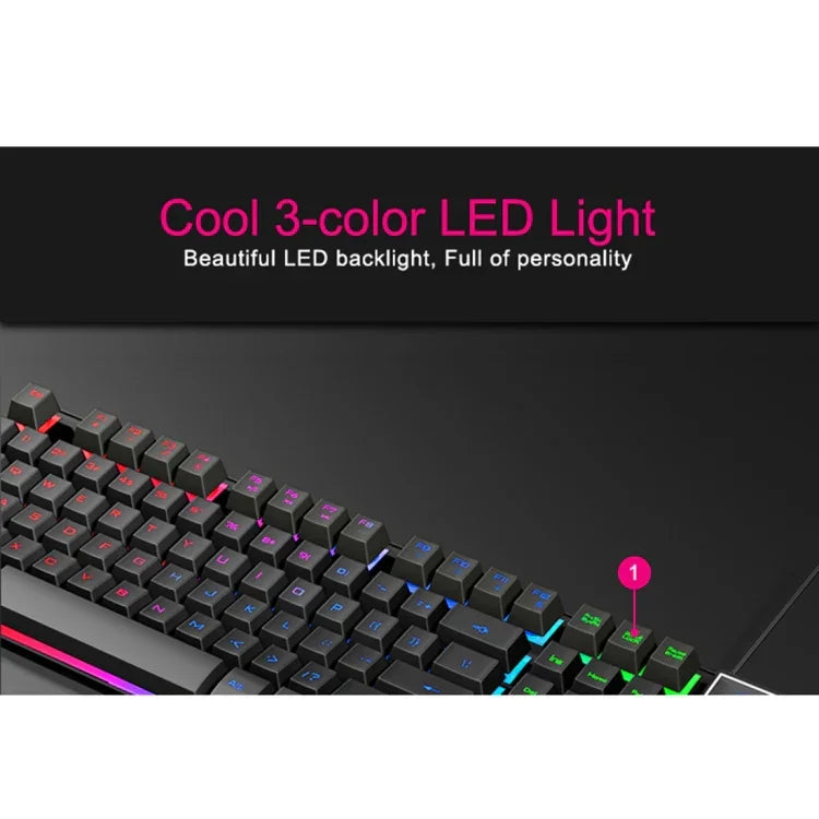 لوحة مفاتيح ألعاب سلكية iMICE AK-600 USB مع أغطية مفاتيح عائمة مضيئة، إضاءة خلفية متوهجة (أسود)