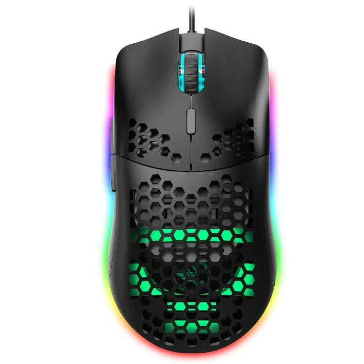ماوس ألعاب سلكي قابل للبرمجة HXSJ J900 مع 6 أزرار وإضاءة RGB (أبيض)، J900 (أسود)، J900 (أبيض)