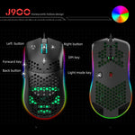 ماوس ألعاب سلكي قابل للبرمجة HXSJ J900 مع 6 أزرار وإضاءة RGB (أبيض)، J900 (أسود)، J900 (أبيض)