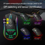 ماوس ألعاب سلكي قابل للبرمجة HXSJ J900 مع 6 أزرار وإضاءة RGB (أبيض)، J900 (أسود)، J900 (أبيض)