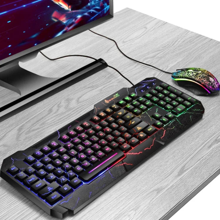 مجموعة لوحة مفاتيح وفأرة ألعاب سلكية SHIPADOO D620 بإضاءة RGB خلفية مكسورة اللون مع 104 مفتاح للحاسوب المحمول والكمبيوتر