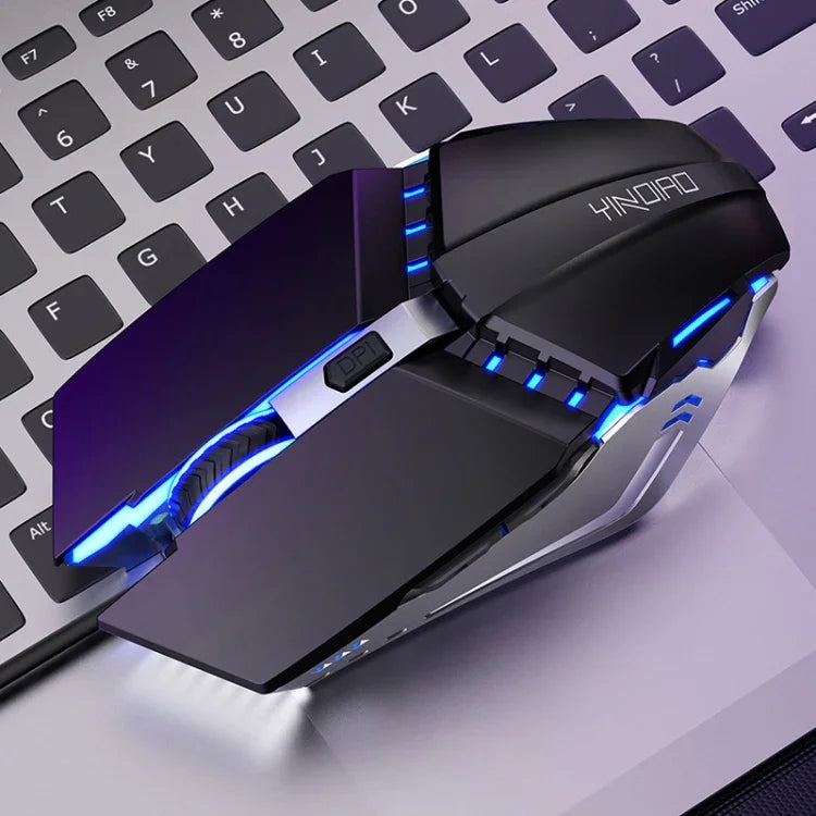 YINDIAO ماوس ميكانيكي سلكي صامت بمفتاح USB 6 للألعاب والمكتب، ماوس صامت (أسود)