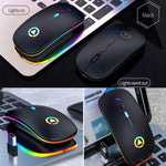 YINDIAO A2 ماوس لاسلكي صامت قابل للشحن بإضاءة RGB قابلة للتعديل 3 أوضاع بدقة 1600 DPI و2.4 جيجاهرتز، نسخة قابلة للشحن