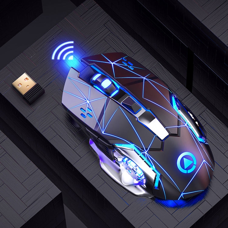 YINDIAO فأرة ألعاب لاسلكية قابلة لإعادة الشحن A4 2.4GHz بدقة 1600 DPI مع 3 أوضاع وصامتة (أسود نجمي)، أسود نجمي