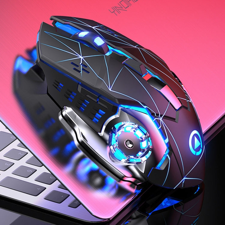 YINDIAO فأرة ألعاب لاسلكية قابلة لإعادة الشحن A4 2.4GHz بدقة 1600 DPI مع 3 أوضاع وصامتة (أسود نجمي)، أسود نجمي