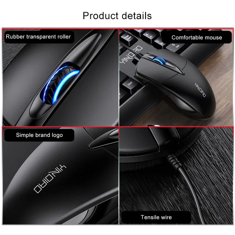 YINDIAO G2 ماوس أعمال سلكي بإضاءة RGB و3 أزرار بدقة 1000 DPI