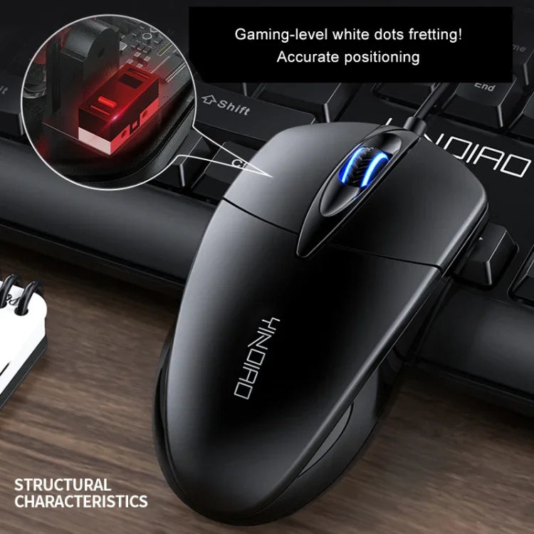 YINDIAO G2 ماوس أعمال سلكي بإضاءة RGB و3 أزرار بدقة 1000 DPI