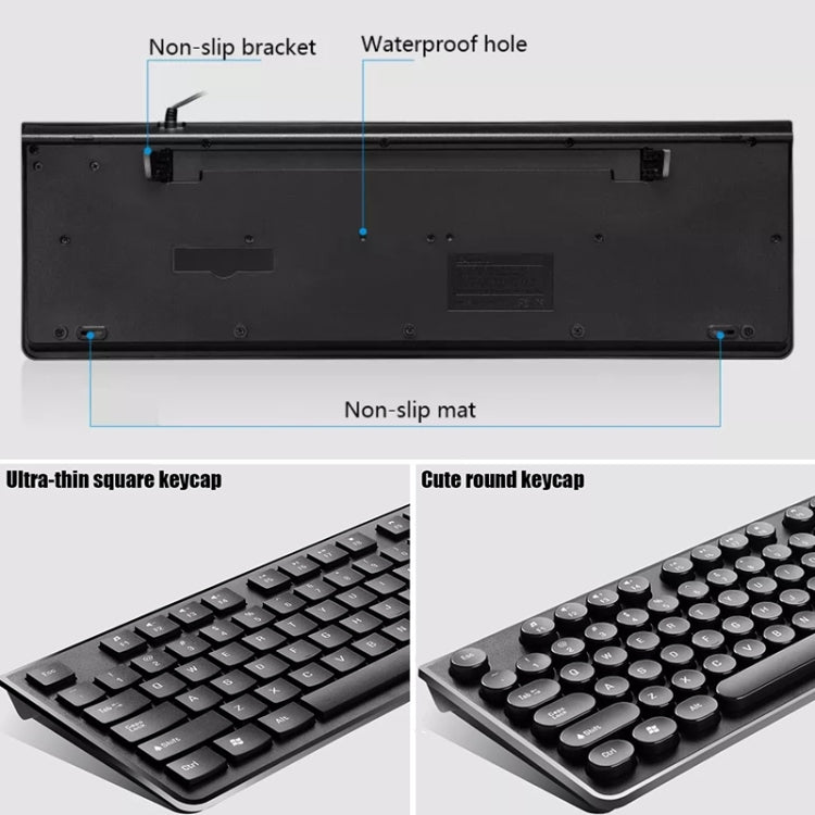 ZGB S500 لوحة مفاتيح كمبيوتر سلكية بمفاتيح دائرية USB، مفاتيح دائرية (أسود)، مفاتيح دائرية (أبيض)