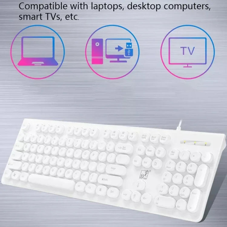 ZGB S500 لوحة مفاتيح كمبيوتر سلكية بمفاتيح دائرية USB، مفاتيح دائرية (أسود)، مفاتيح دائرية (أبيض)